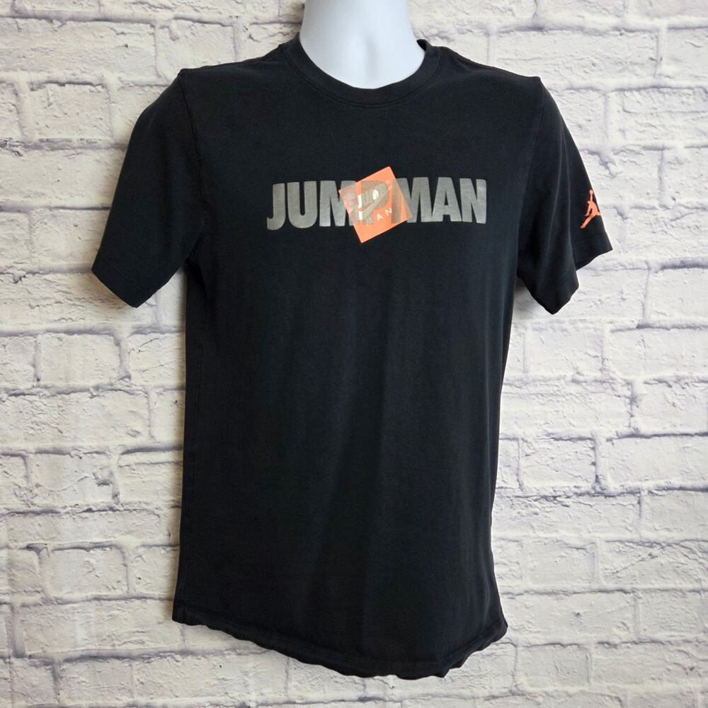 Air Jordan Size Small Jumpman T-Shirt Black Short Sleeve Crewneck Sleeve Logo - Picture 1 of 12